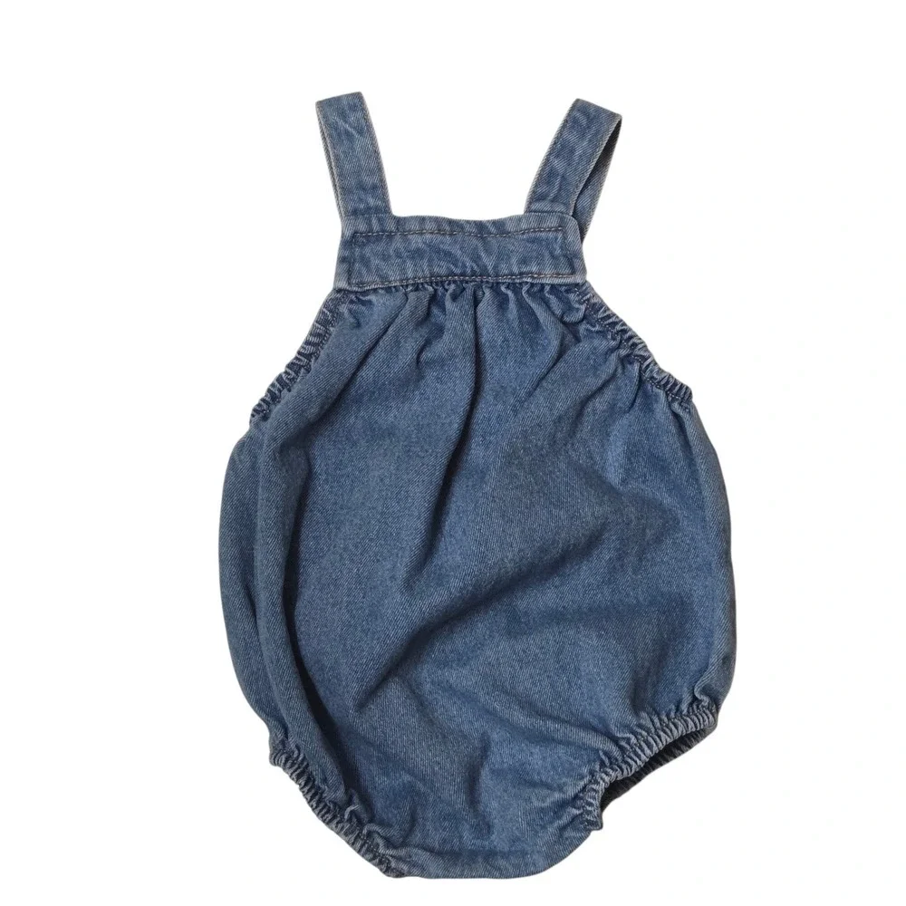 Vintage Baby Guess Denim‎ Bubble Romper One Piece Overalls 9 Months USA Made